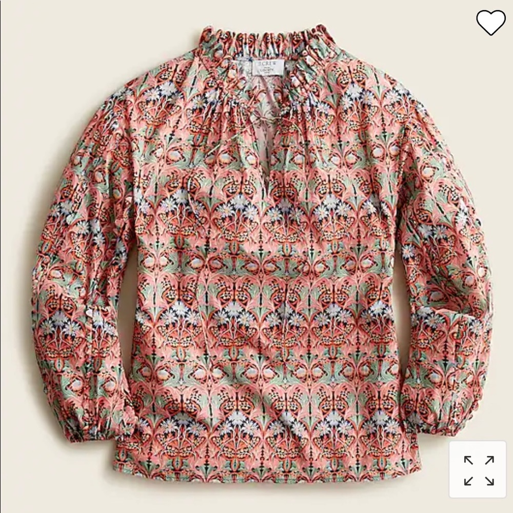 J Crew Scalloped Tie-neck top in Liberty May Nouveau